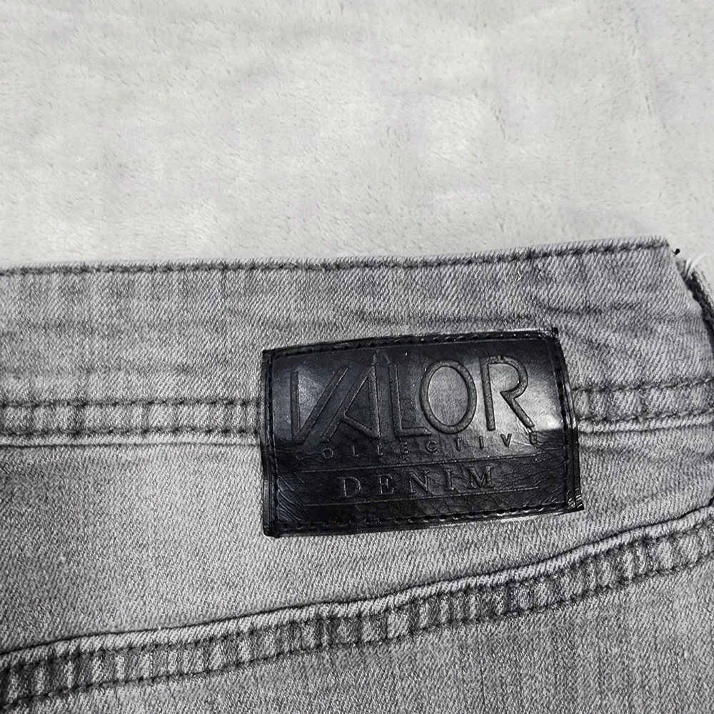 Valor Collective Jeans Mens 32x29 Gray Light Wash Slim Straight Stretch Denim